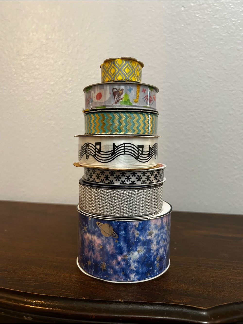 Assorted Decorative Ribbon Bundle - Blue, Gold, White, Green, Black